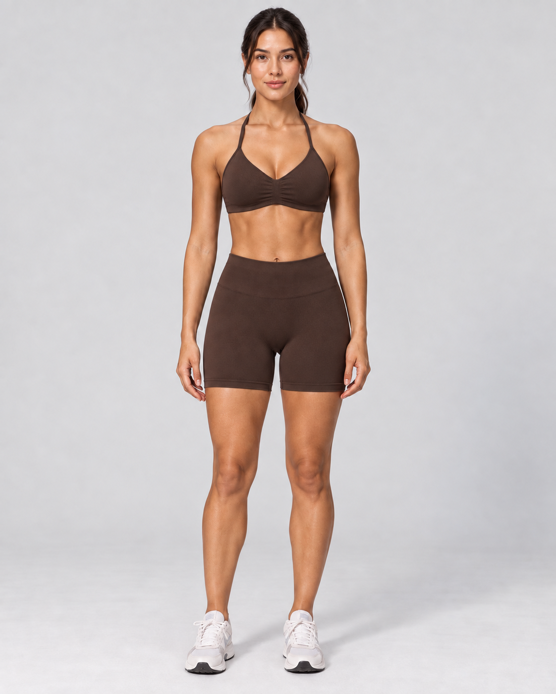 SEAMLESS CONTOUR SHORTS — CHOCOLATE BROWN