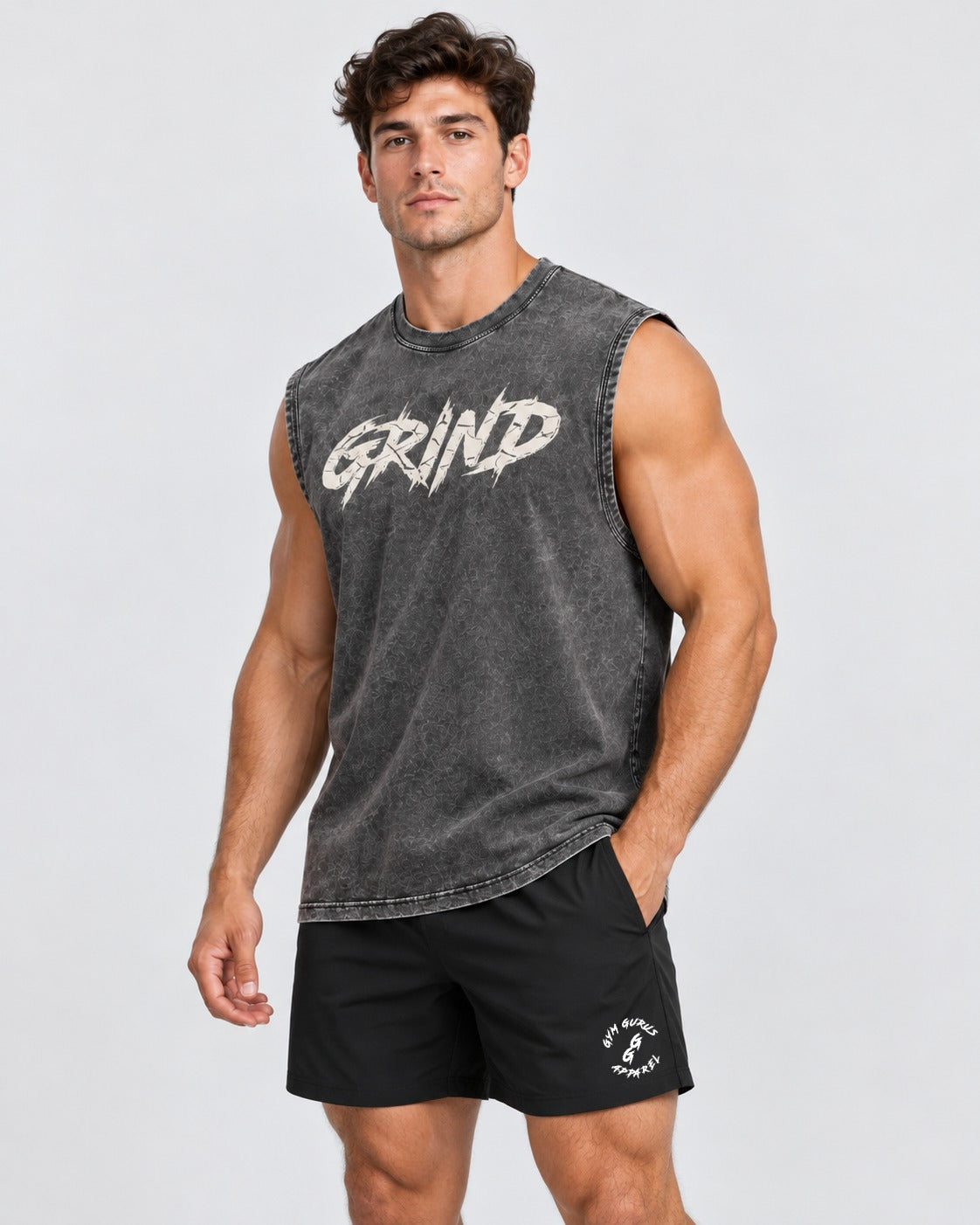 Breaking Through Barriers Cutoff - Acid Wash Gray