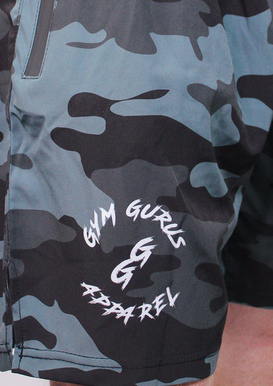 Combat Trainer Shorts – Black Stealth Camo