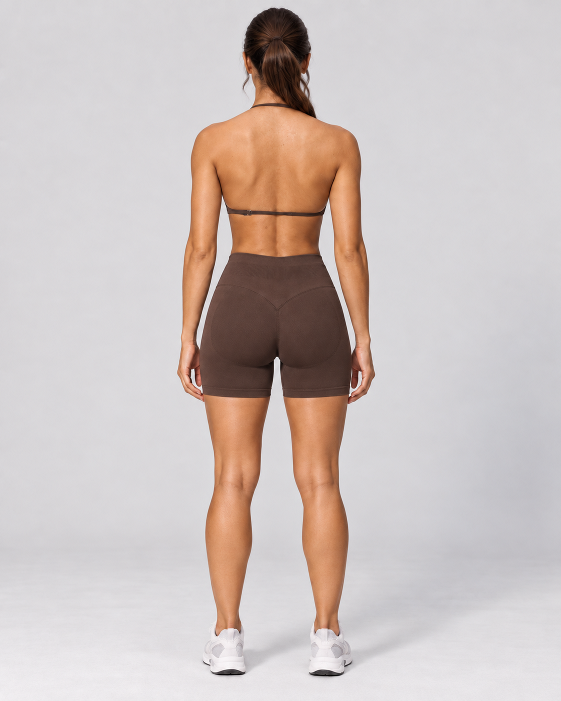 CHOCOLATE BROWN OPEN-BACK HALTER TOP