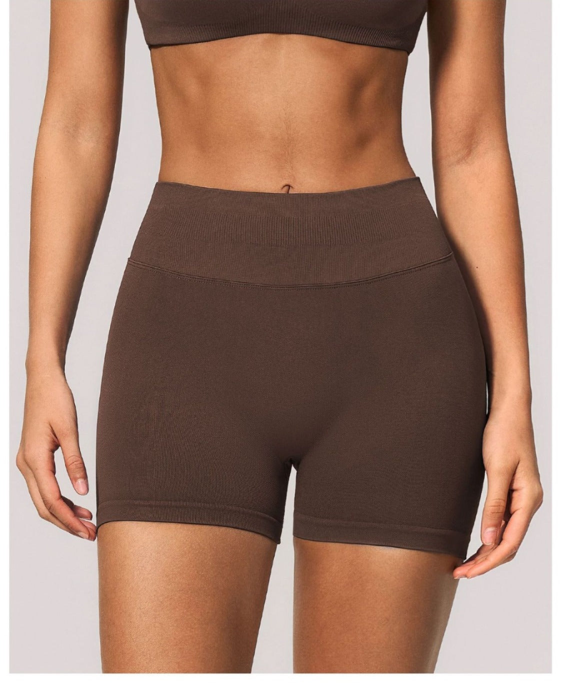 SEAMLESS CONTOUR SHORTS — CHOCOLATE BROWN