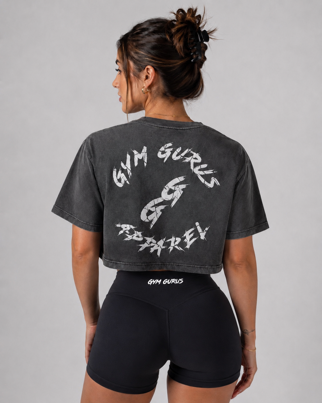 Breaking Through Barriers Guru Crop Tee - Stonewashed Grey | Gym Gurus Apparel