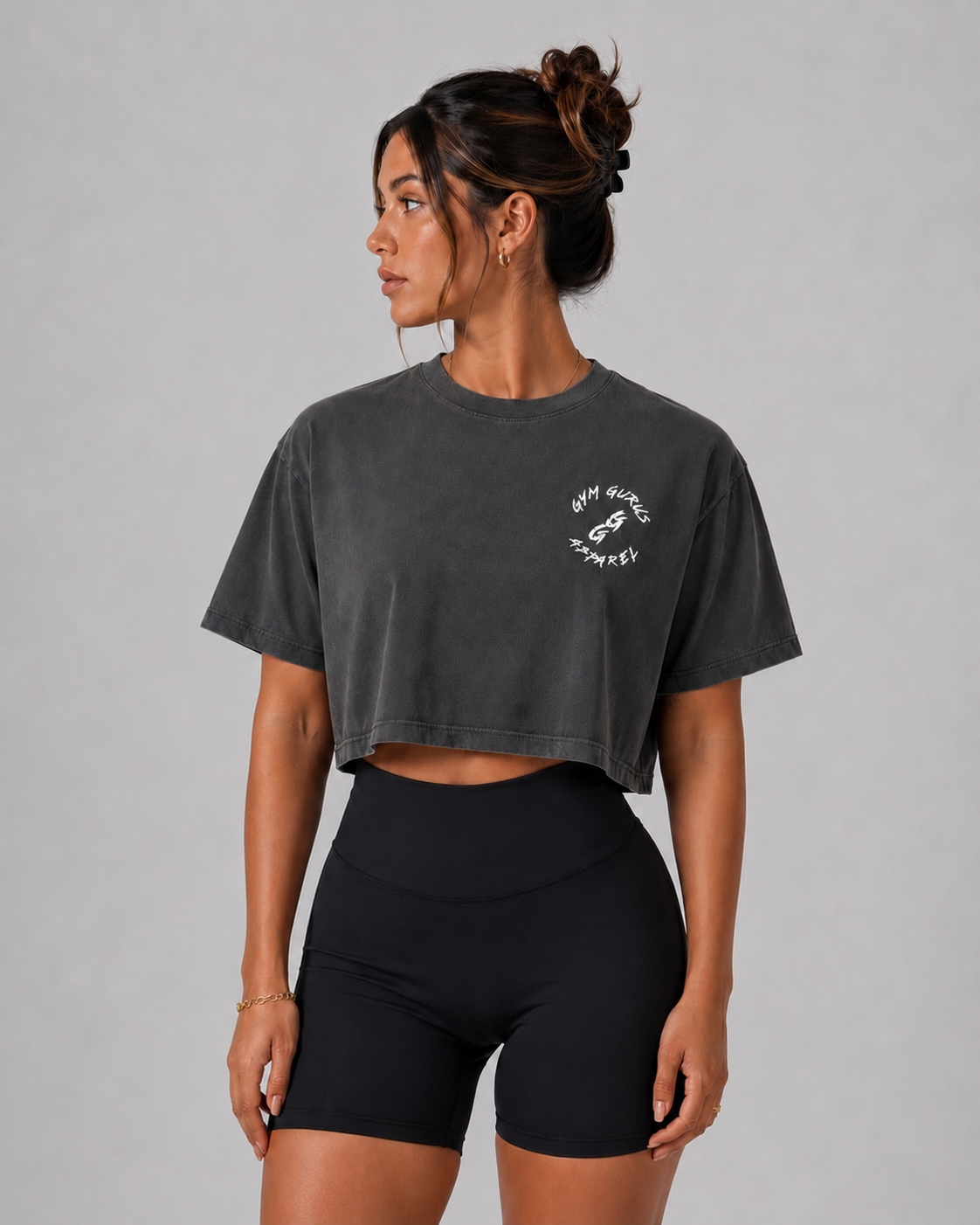 Breaking Through Barriers Guru Crop Tee - Stonewashed Grey | Gym Gurus Apparel