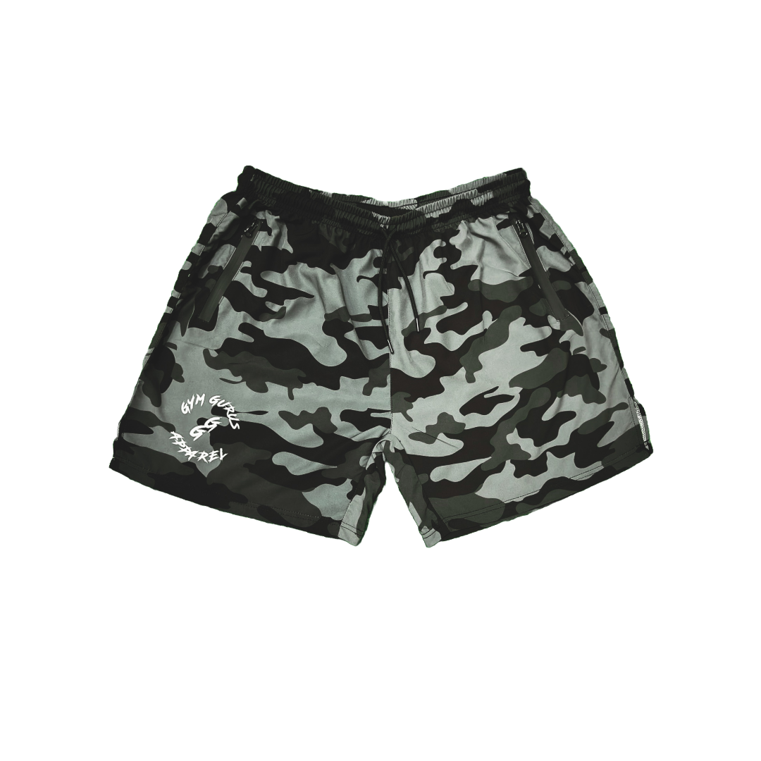 Combat Trainer Shorts – Black Stealth Camo