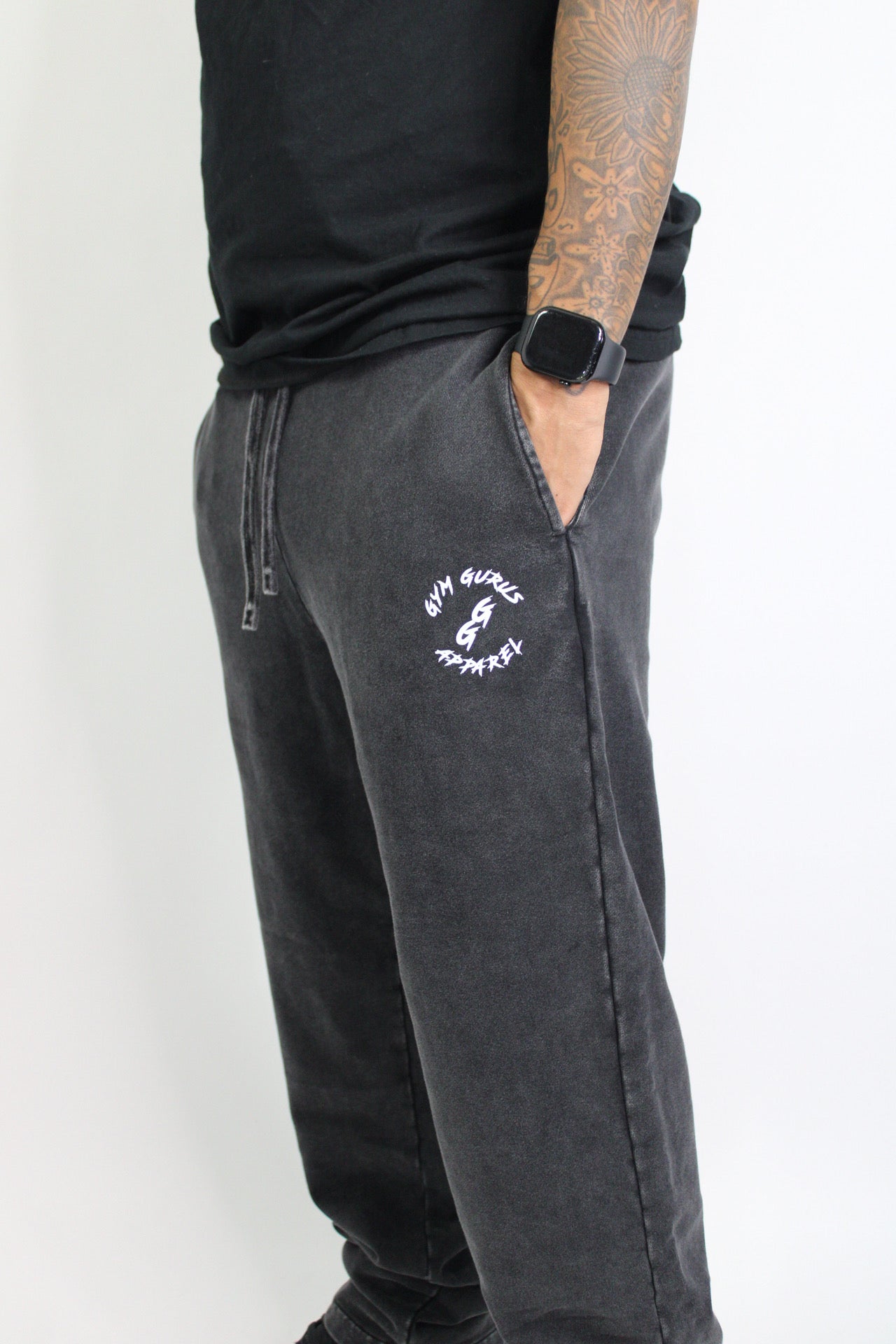 Stonewashed Baggy Sweats - Black Ash