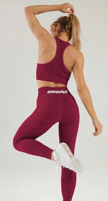 Fierce Contour Seamless Leggings - Red Wine